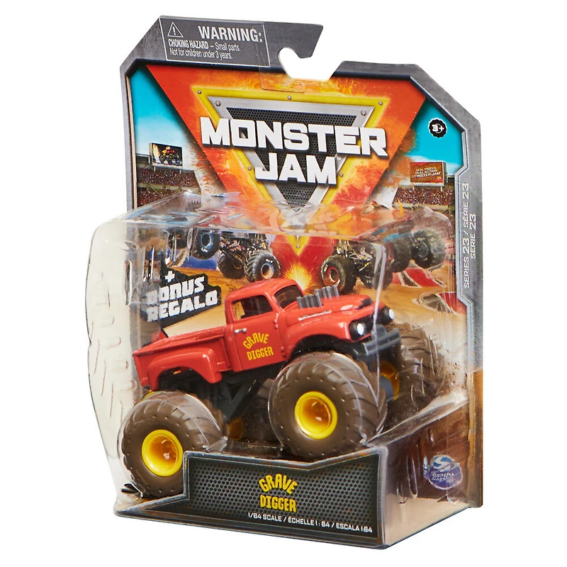 Monster Jam, Monster truck Grave Digger officiel, véhicule en métal moulé, série Retro Rebels, échelle 1:64