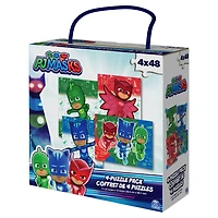PJ Masks, Coffret de 4 puzzles de 48 pièces faciles à assembler, dessin animé Disney Junior, Catboy, Owlette, Gekko