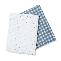 Lulujo - Cotton Muslin Swaddles 2 Pack - Stars + Gingham