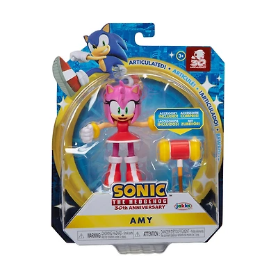 Figurine de 4 pouces SONIC avec accessoire - Amy avec Piko Piko Hammer