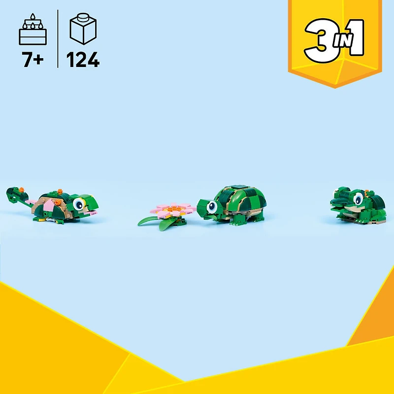 LEGO Creator 3 en 1 La Tortue avec un Nénuphar, Jouet, Se Transforme en Caméléon ou en Grenouille 31377