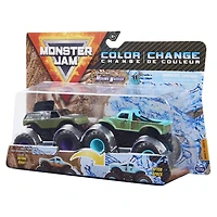 Monster Jam, Coffret de 2 monster trucks officiels en métal moulé Mohawk Warrior vs. W qui changent de couleur, échelle 1:64