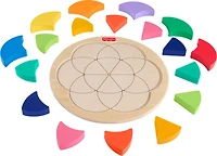 Casse-tête en bois de la roue des couleurs de Fisher-Price, jeu de tri des formes pour les enfants d'âge préscolaire, 19pièces en bois