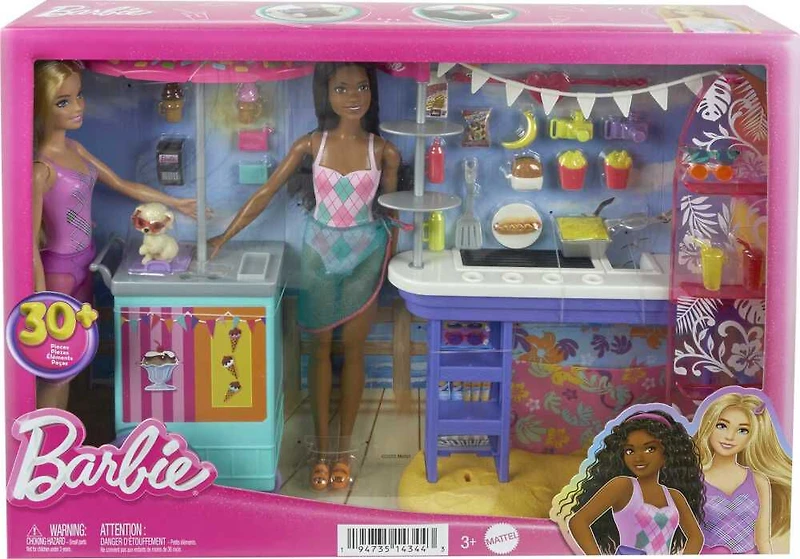 Barbie - Coffret de jeu - Promenade à la plage, Brooklyn et Malibu