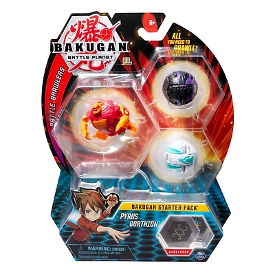 Bakugan - Coffret de départ 3 personnages, Pyrus Gorthion, Créatures transformables à collectionner.