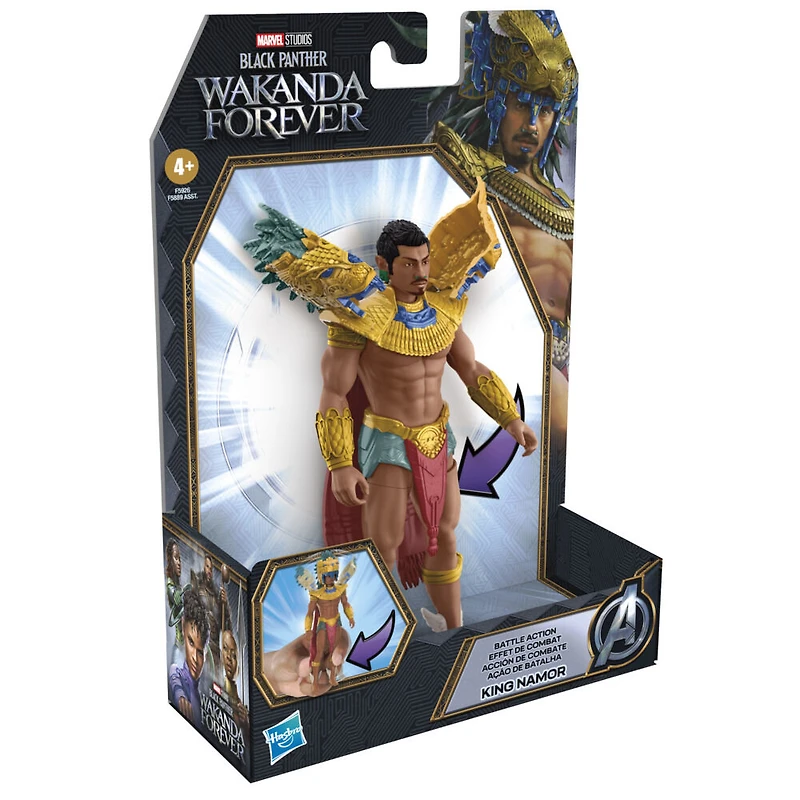 Marvel Studios' Black Panther: Wakanda Forever, figurine articulée King Namor Effet de combat de 15 cm