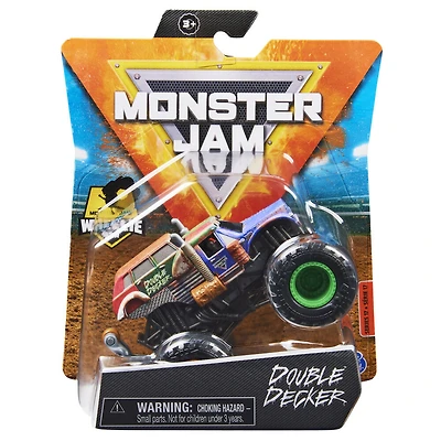 Monster Jam, Monster truck Double Decker officiel, véhicule en métal moulé, série Wreckless Trucks, échelle 1:64