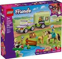 LEGO Friends La Remorque pour le Cheval et le Poulain - Jouet, avec 2 Minipoupées, un Chiot, un Cheval, un Poulain et une Grenouille - 42695