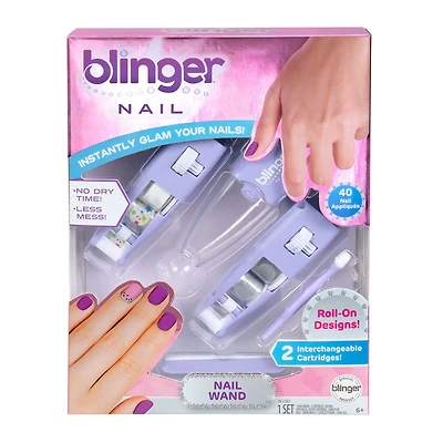 Stylo pour ongles Blinger - Étoiles et paillettes argentées