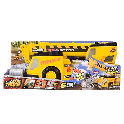 Maxx Action Camion Grue Méga Motorisé 'Lumières & Sons' - Édition anglaise