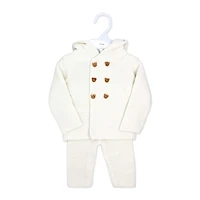 Baby Mode 2 Piece Hooded Knit Set:Cream