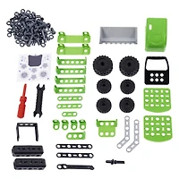 Meccano Junior, Tracteur à benne fonctionnelle avec pièces mobiles et vrais outils, Kit de construction de petit véhicule