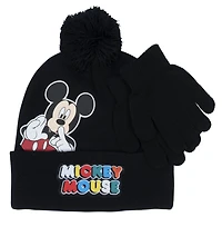 Ensemble Bonnet À Pompon Et Gants Mickey Mouse