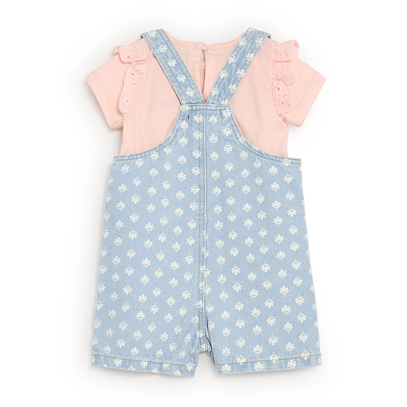 7 For All Mankind Ensemble De 2 Pièces En Denim Rose 4T