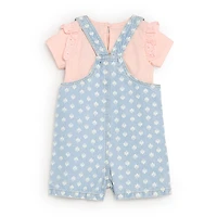 7 For All Mankind Ensemble De 2 Pièces En Denim Rose 4T