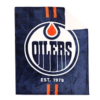 Couverture en polaire Sherpa à motif sportif des Oilers de Edmonton de la LNH(50 x 60)
