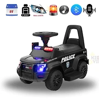 KIDSVIP Voiture électrique 3 en 1 pour tout-petits, édition Police, 6 V, voiture électrique à pousser