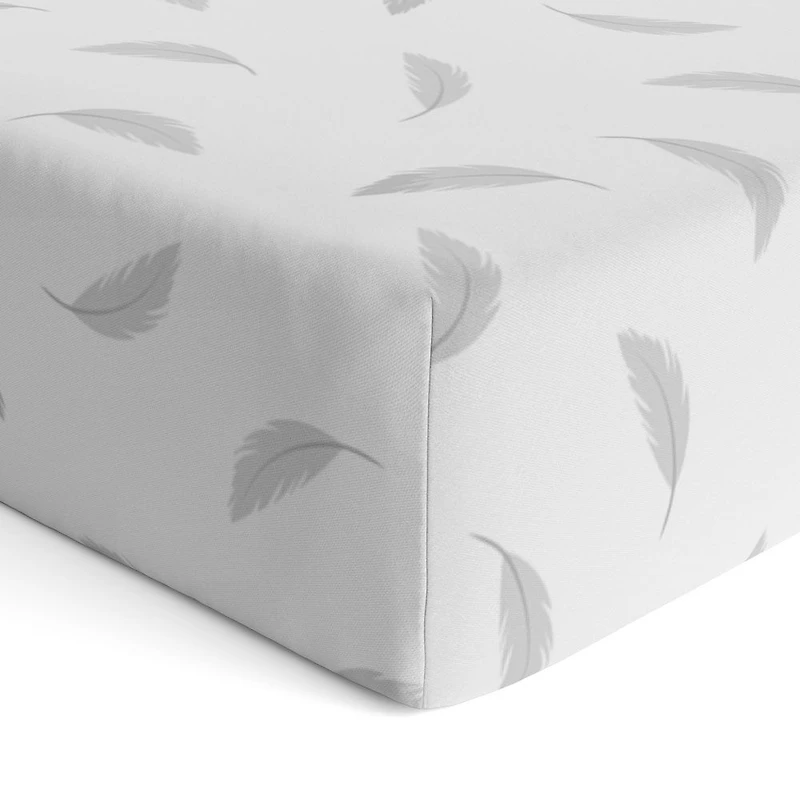 Kushies Flannel Crib Sheet - Grey Feather