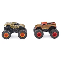 Monster Jam, Coffret de 2 monster trucks officiels en métal moulé Max-D vs Radical Rescue qui changent de couleur, échelle 1:64