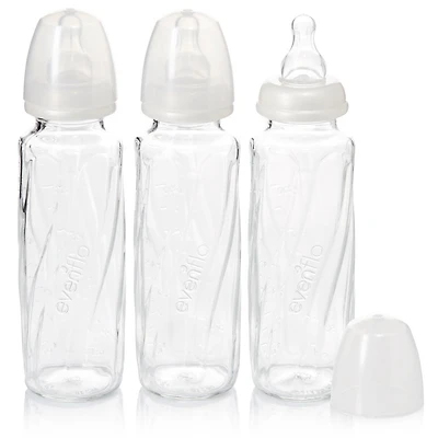 Evenflo Classic Glass + Vented Bottles 8oz 3-Pack