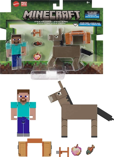 Minecraft-Steve et l'Âne-Coffret avec 2figurines et accessoires