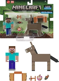 Minecraft-Steve et l'Âne-Coffret avec 2figurines et accessoires
