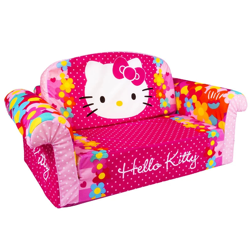 Marshmallow Furniture 2-in-1 Flip Open Couch Bed Sleeper Sofa Kid's Furniture, Hello Kitty