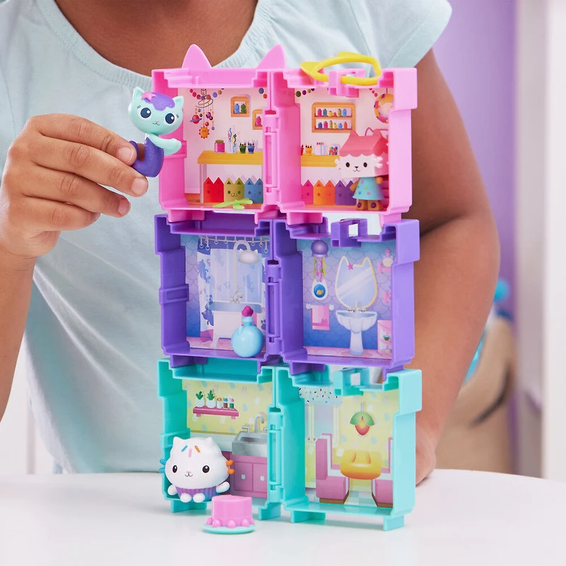 Gabby's Dollhouse, Mini Clip-On Playset with Baby Box Cat Toy Figure and Dollhouse Accessories