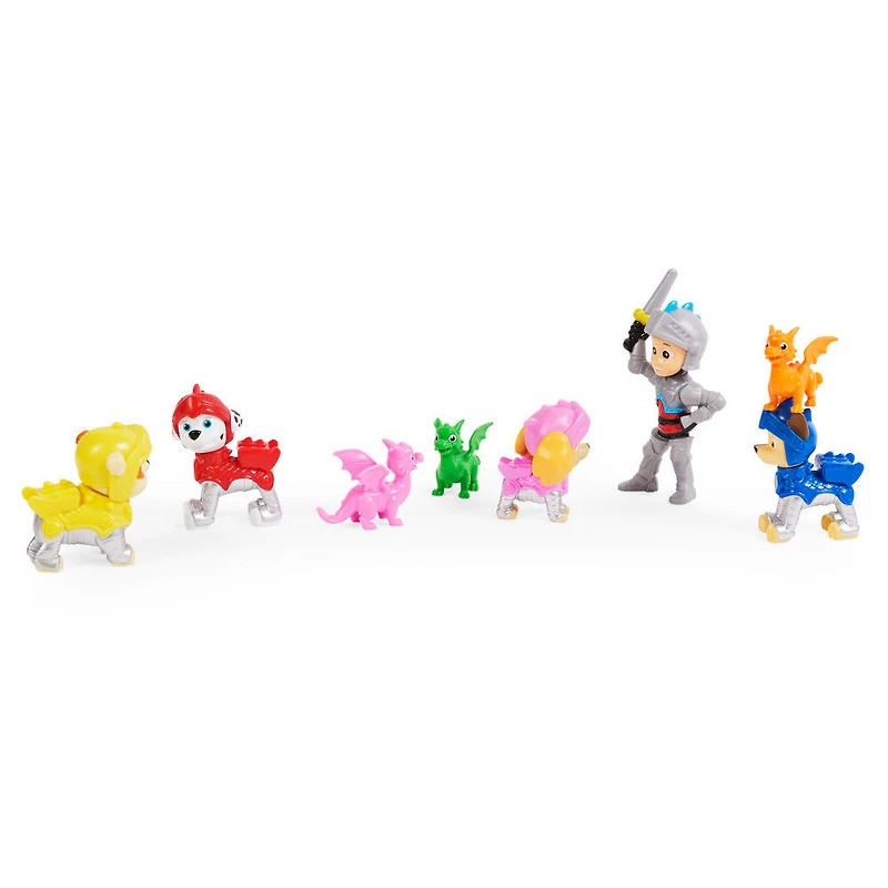 PAW Patrol, Rescue Knights Rescue Gift Pack Ryder and Pups avec 8 figurines