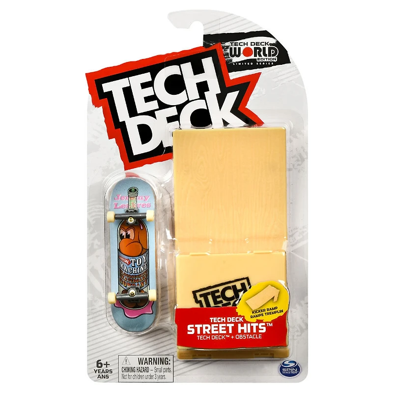 Tech Deck, Street Hits, Toy Machine Skateboards Fingerboard with Kicker Ramp Obstacle