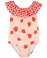 Maillot 1 pièce Carter’s à volants à motif de fraise 