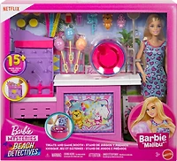 Barbie Mysteries: Beach Detectives Barbie "Malibu" Doll, Cotton Candy Game Playset & Accessories