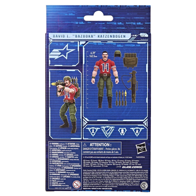 G.I. Joe Classified Series, figurine David L. "Bazooka" Katzenbogen 62 de collection, accessoires, emballage spécial