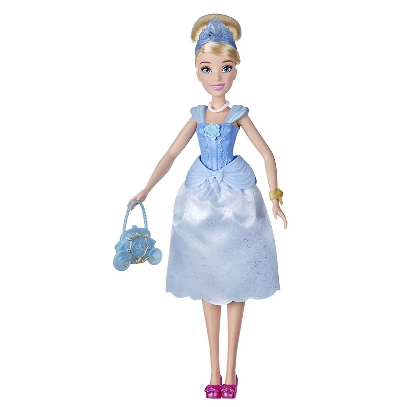 Disney Princess, Princesse et surprises, poupée mannequin Cendrillon avec 10 vêtements et accessoires, surprises cachées