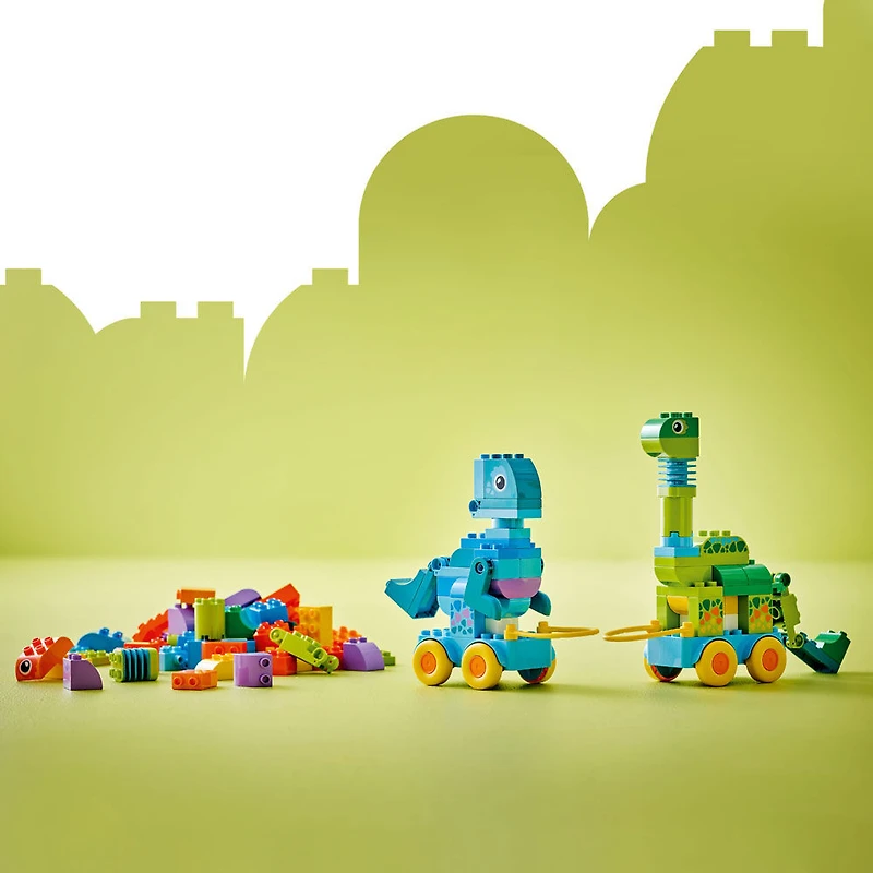 LEGO DUPLO Ma ville Les Dinosaures sur Roues 3en1, Jouet d'Apprentissage par le Jeu pour Tout-Petits avec 6 Figurines 10451