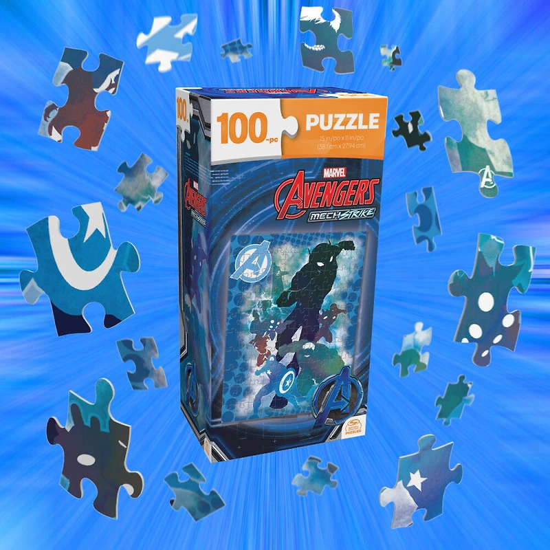 Marvel Avengers, Mech Strike, Puzzle de 100 pièces, jouets rétro, puzzles pour enfants Avengers, cadeaux Marvel, jouets super-héros, pour les enfants à partir de 4 ans