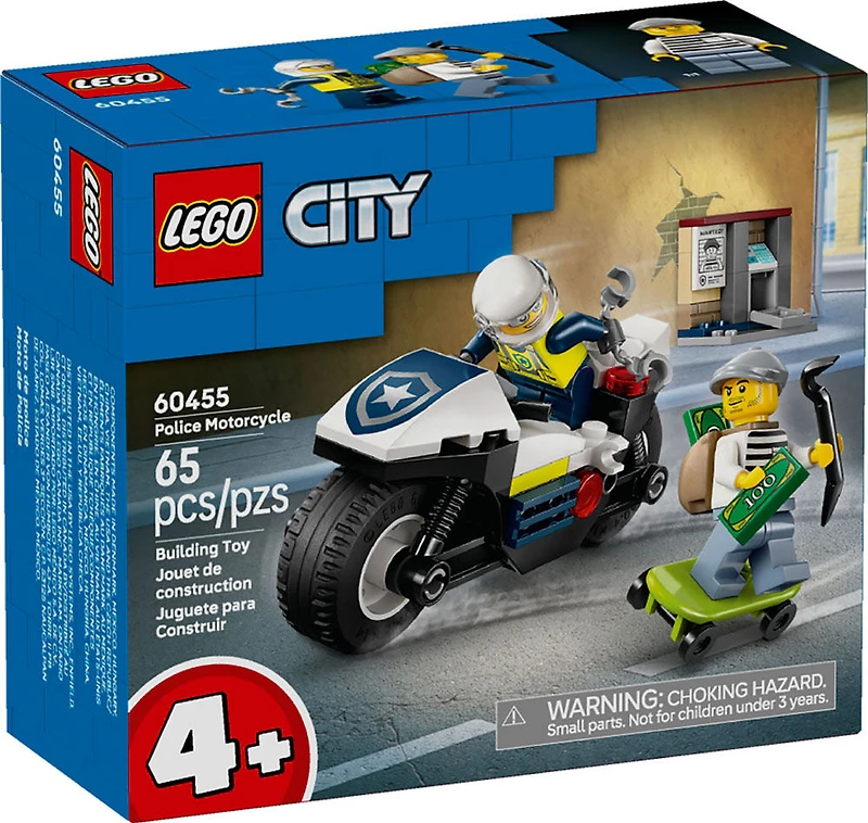 LEGO City La Poursuite en Moto de Police, Ensemble de Construction de Moto pour les 4 Ans et Plus 60455