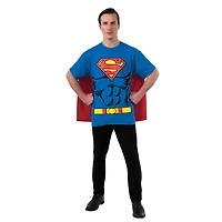 Rubies DC Comics Superheroes : T-shirt costume Superman avec cape pour adultes, homme XL