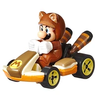 Assortiment de répliques Mario Kart Tanooki Mario Standard Kart Hot Wheels en métal moulé sous pression