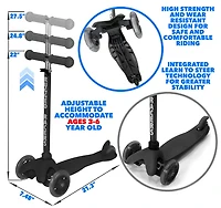Trottinette Rugged Racer Mini Deluxe à 3 roues - Noir - Édition anglaise