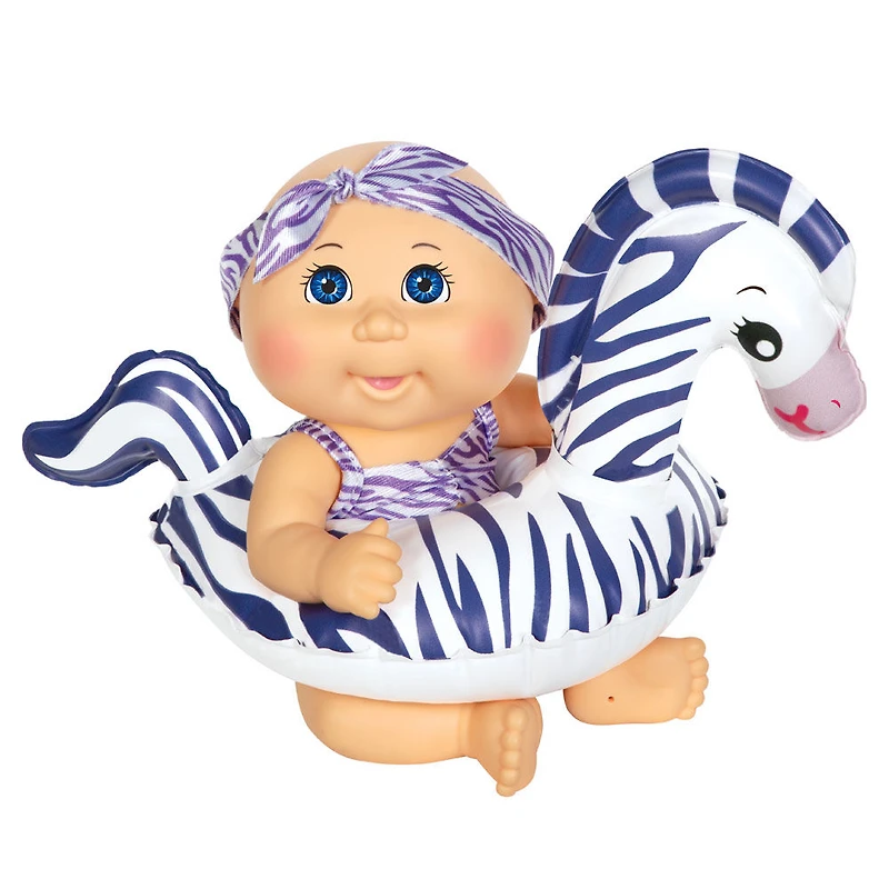 Poupée Bout d'chou Petit nouveau-né de luxe (Splash et flotte) - maillot zèbre, yeux bleus