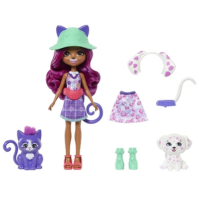Enchantimals 2-in-1 Cat & Dog Doll with Pet Besties, Animal Toy with Fashion Accessories
