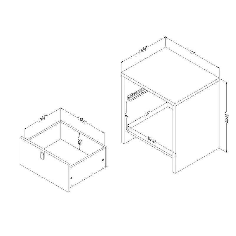 Cookie Table de chevet 1 tiroir Gris clair et Blanc