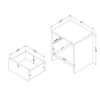 Cookie Table de chevet 1 tiroir Gris clair et Blanc