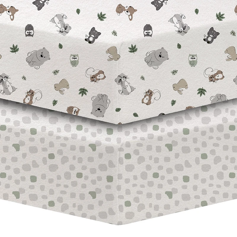 Lot de 2 draps en flanelle Koala Baby Woodland/Dots