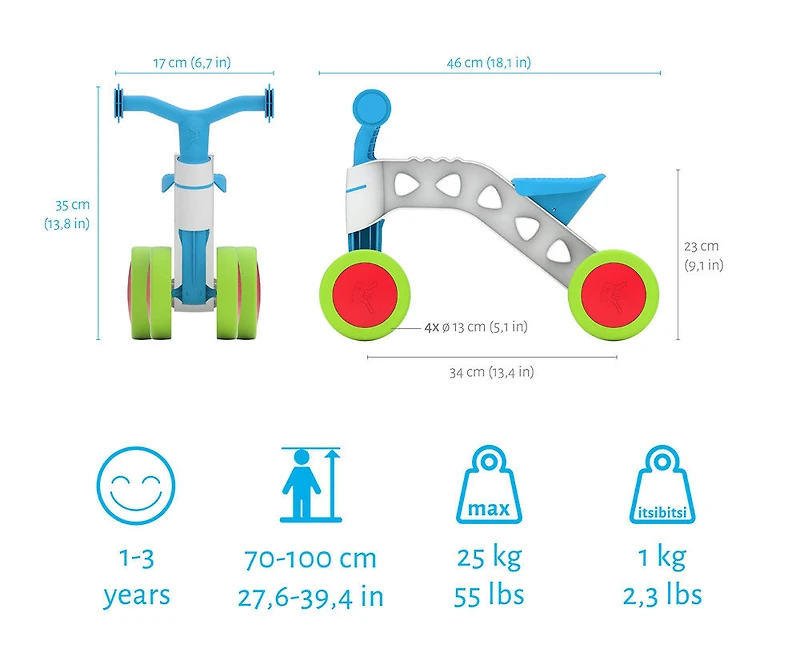 Chillafish Ride-on Itsibitsi Blocks  - Blue