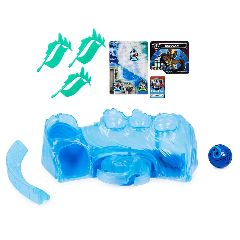 Bakugan Training Set avec Octogan, thème clan aquatique, figurine articulée personnalisable, cartes à échanger et coffret