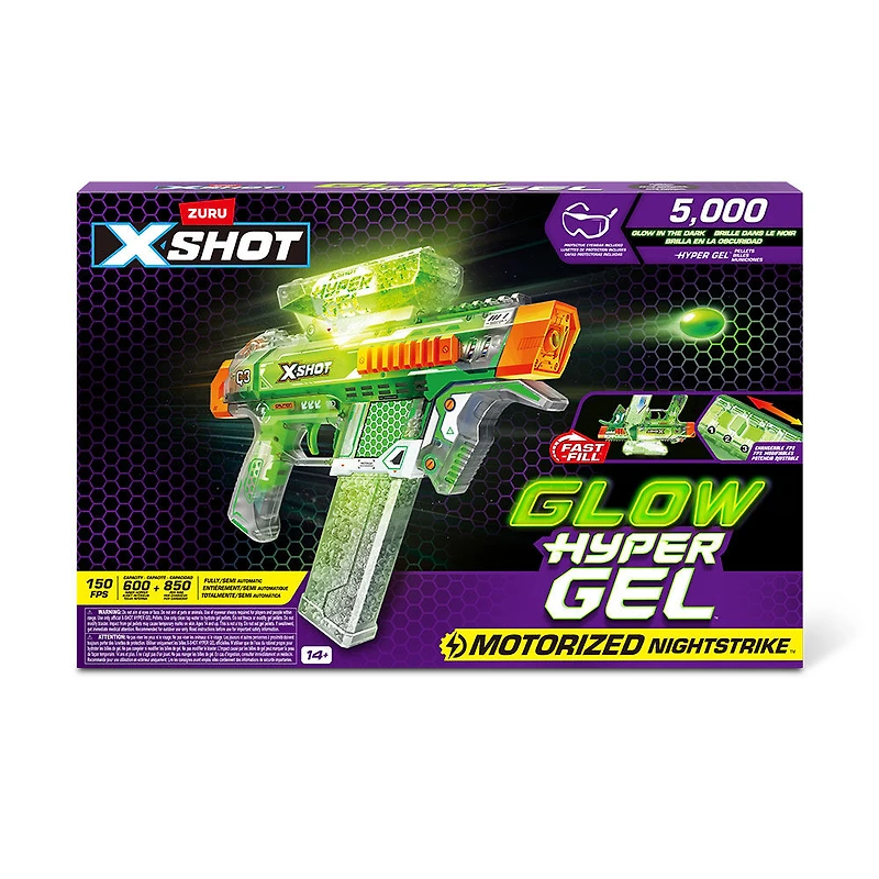 XSHOT Hyper Gel Glow In The Dark NightStrike Blaster (5,000 Glow In The Dark Hyper Gel Pellets) by ZURU
