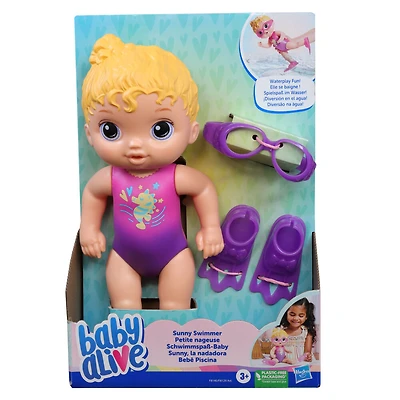 Baby Alive Sunny Swimmer Doll, 10-Inch Waterplay Baby Dolls, Baby Alive Doll