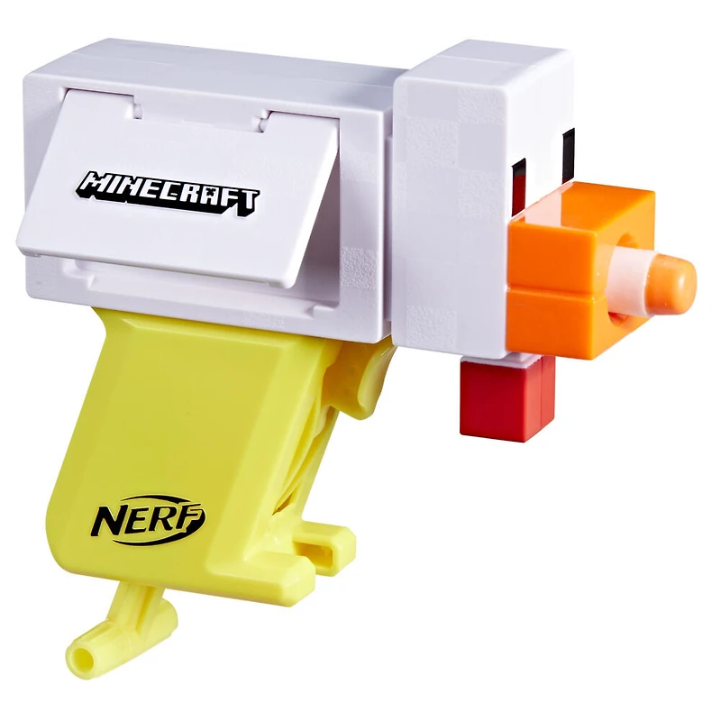 Nerf Microshots Minecraft, blaster Chicken, inclut 2 fléchettes en mousse Nerf Elite
